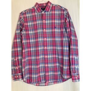 Polo Ralph Ralph Lauren‎ Men Long Sleeve Button Up Non-Iron Size L Pink & Blue